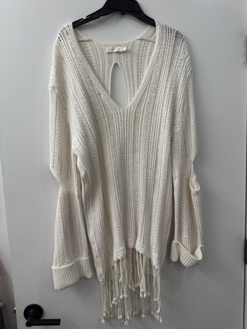 Jonathan Simkhai Cream Open-Knit chunky Rayna cut out poncho Sweater